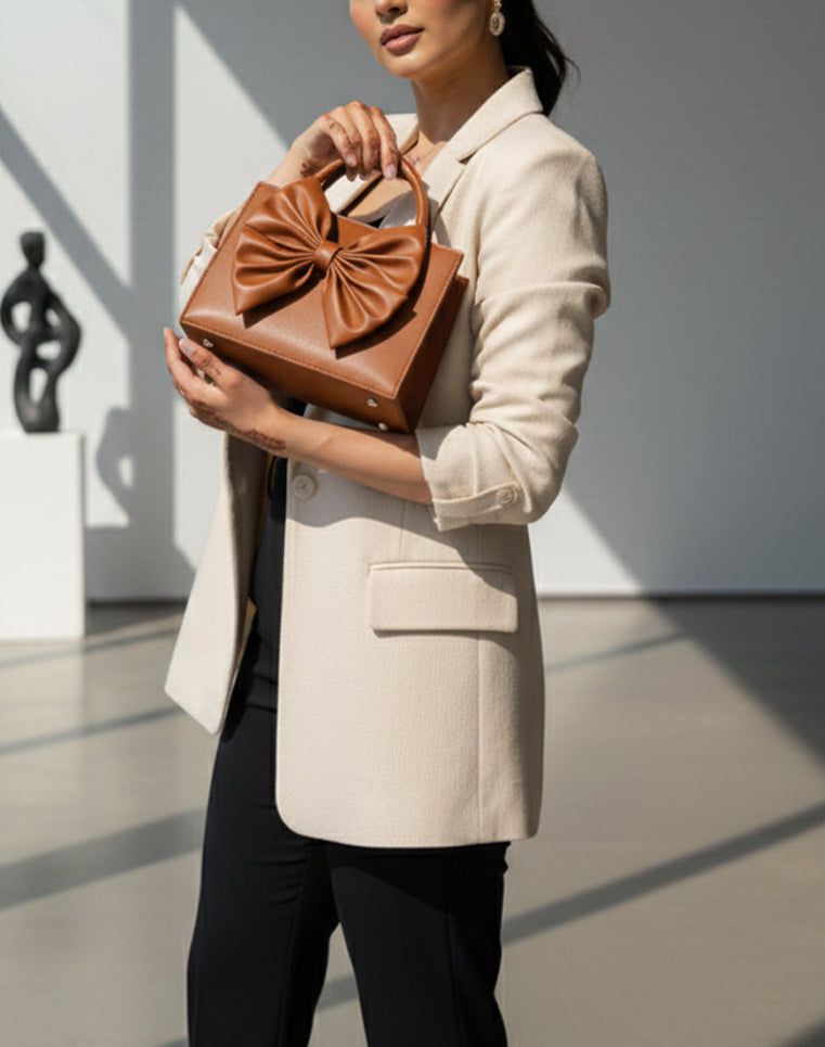 HandBag Gloss Bow - Brown
