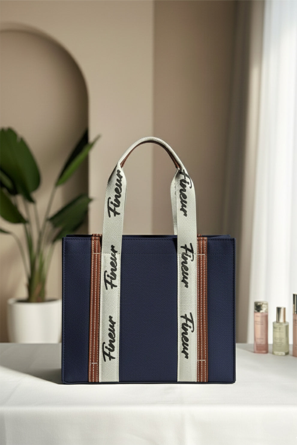 Canvas Modern Muse Tote - Navy Blue