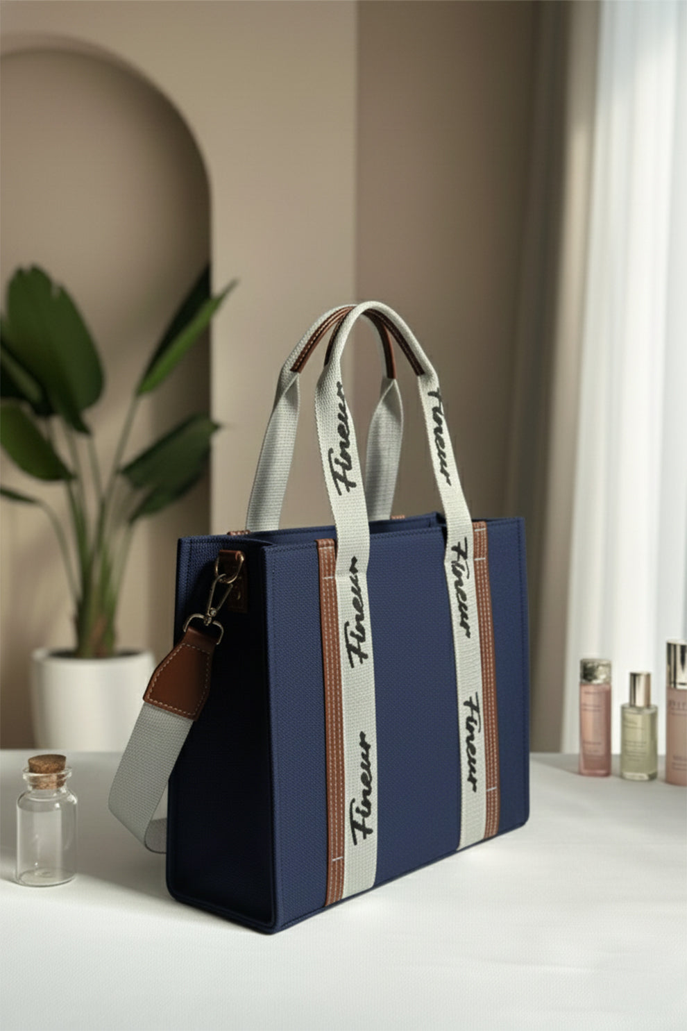 Canvas Modern Muse Tote - Navy Blue