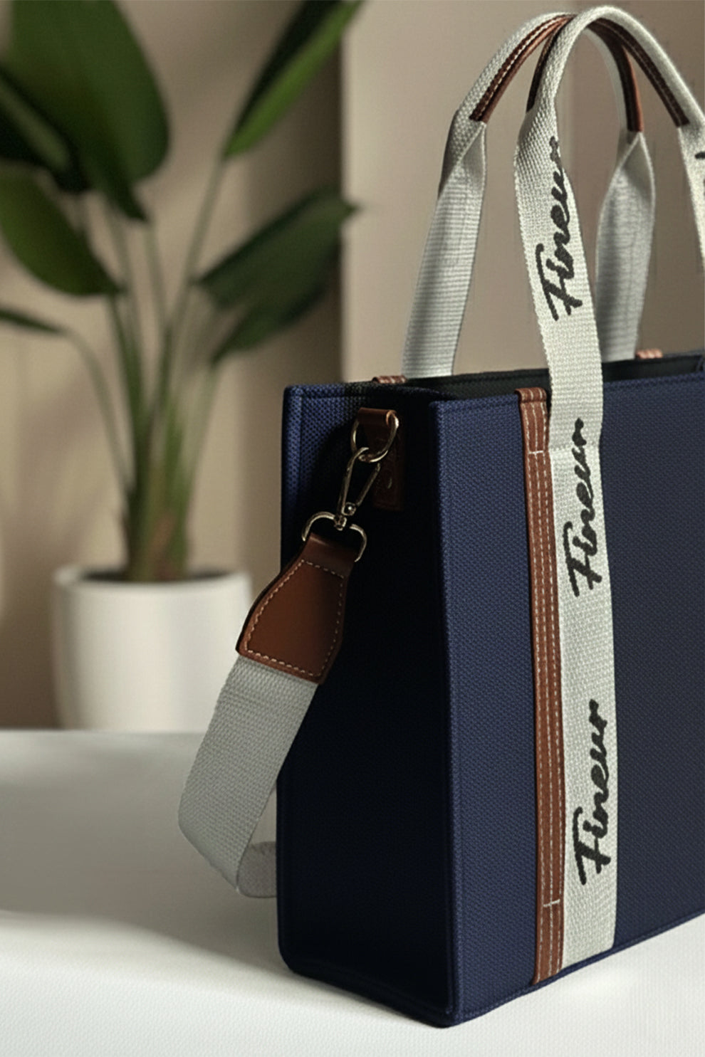 Canvas Modern Muse Tote - Navy Blue