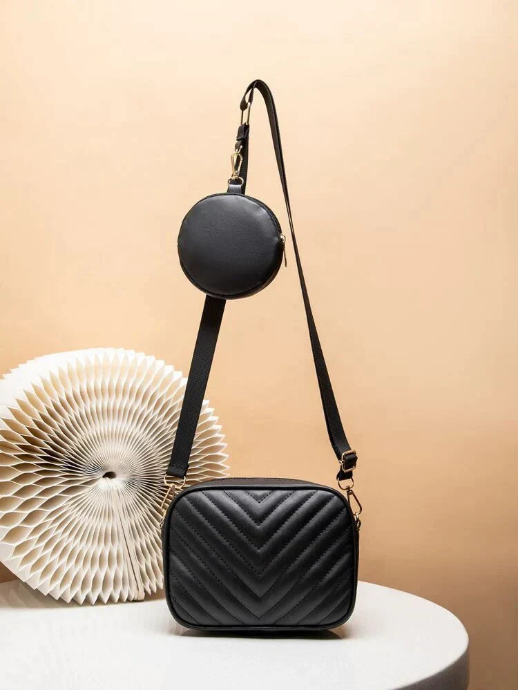 Crossbody Chevron Coin - Black