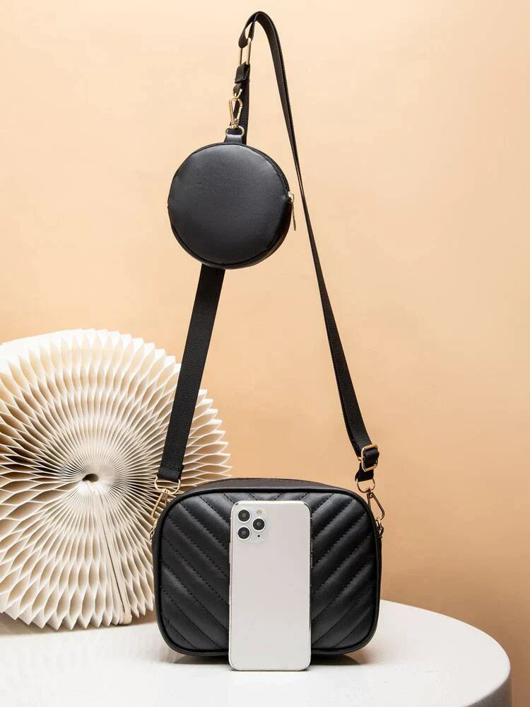 Crossbody Chevron Coin - Black