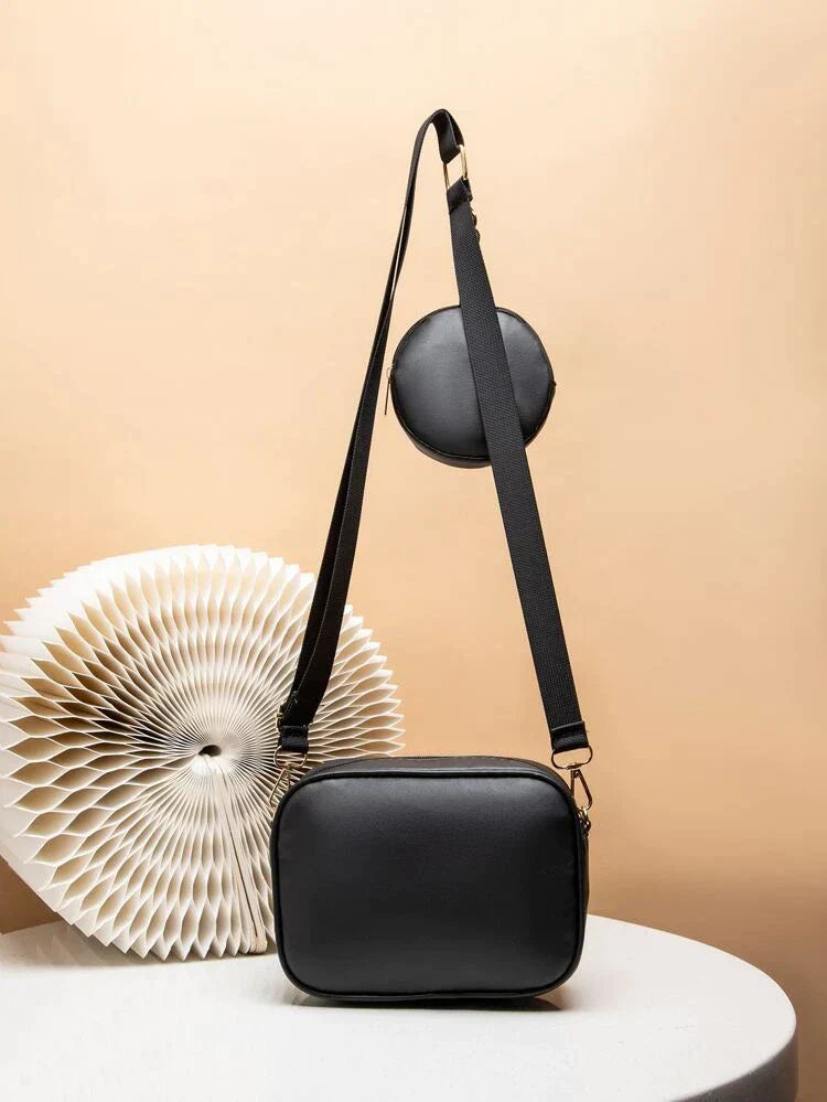 Crossbody Chevron Coin - Black