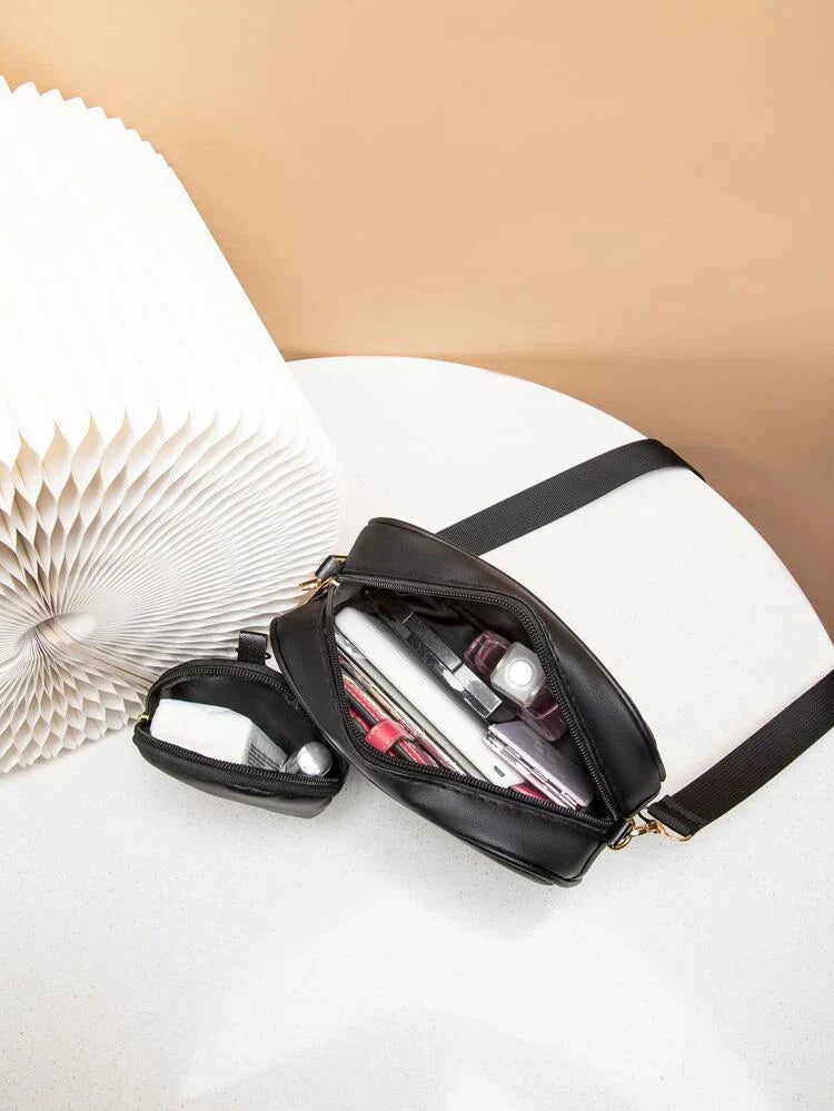 Crossbody Chevron Coin - Black