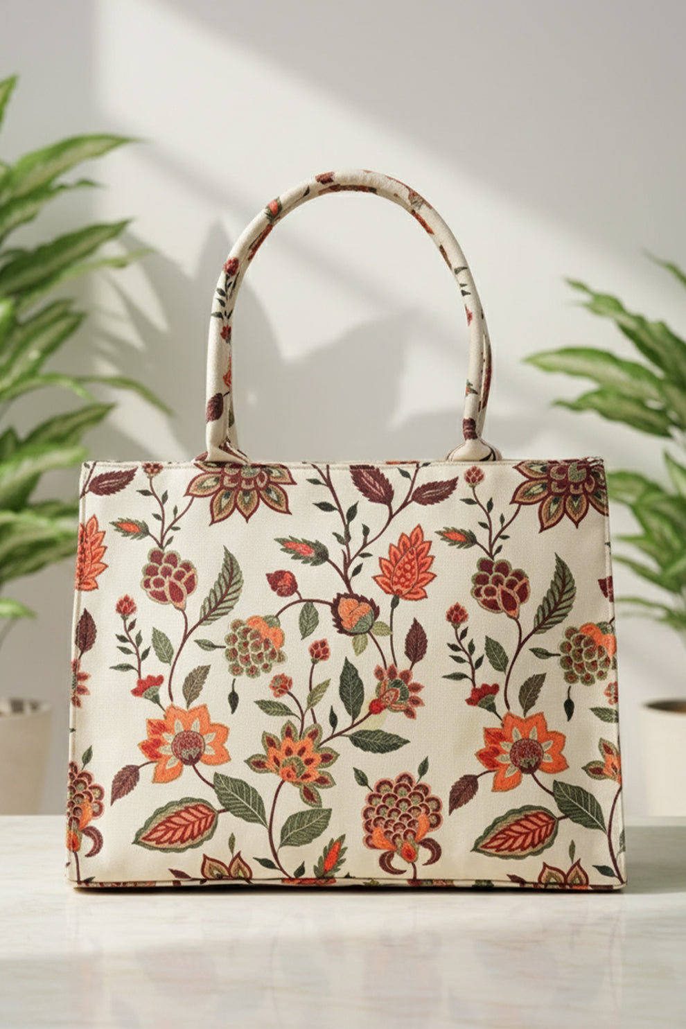 Canvas Tote Beige Multiflower