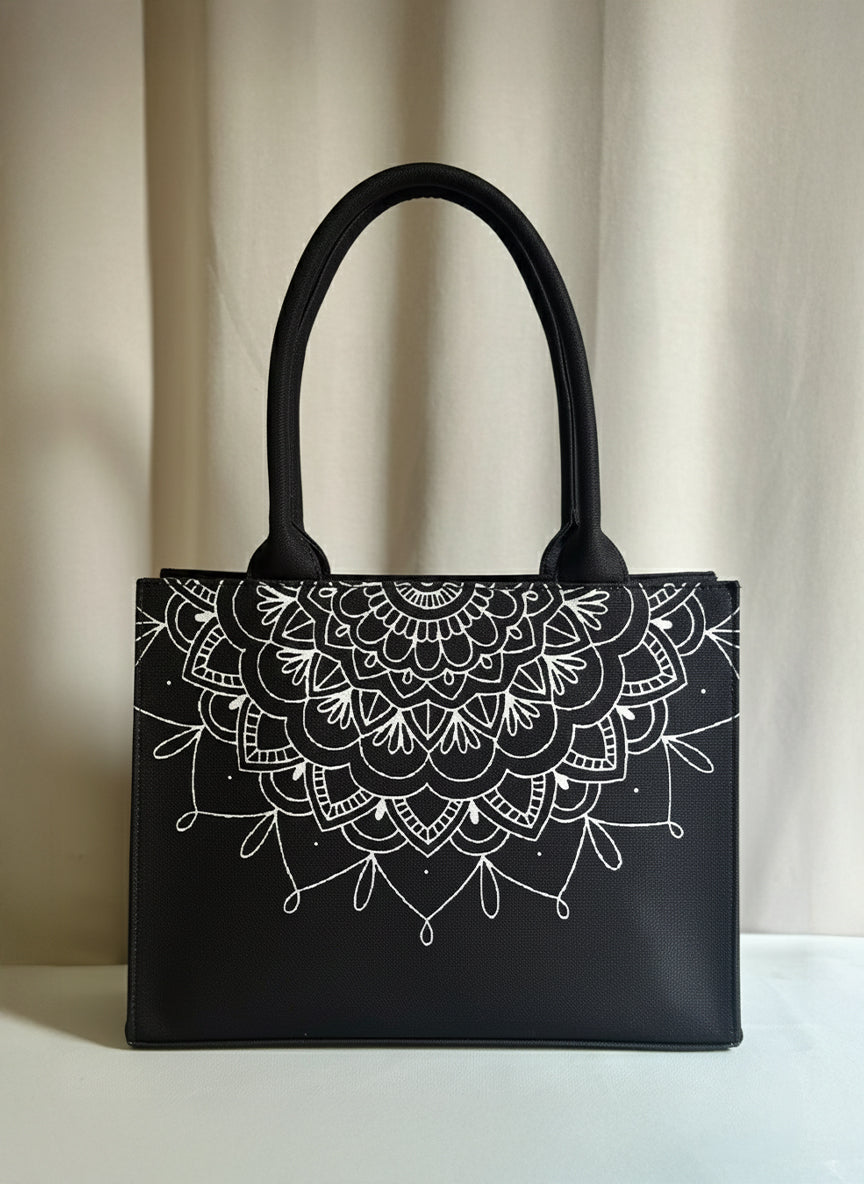 Mini Canvas Tote Mandala Loop - Black