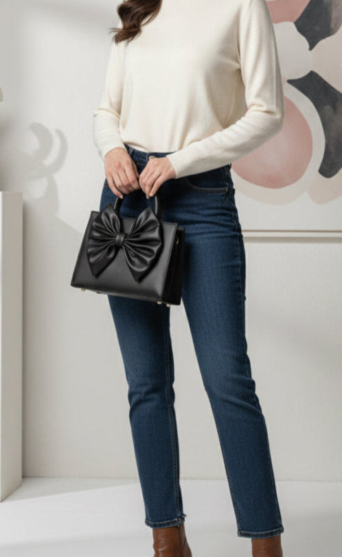 HandBag Gloss Bow - Black