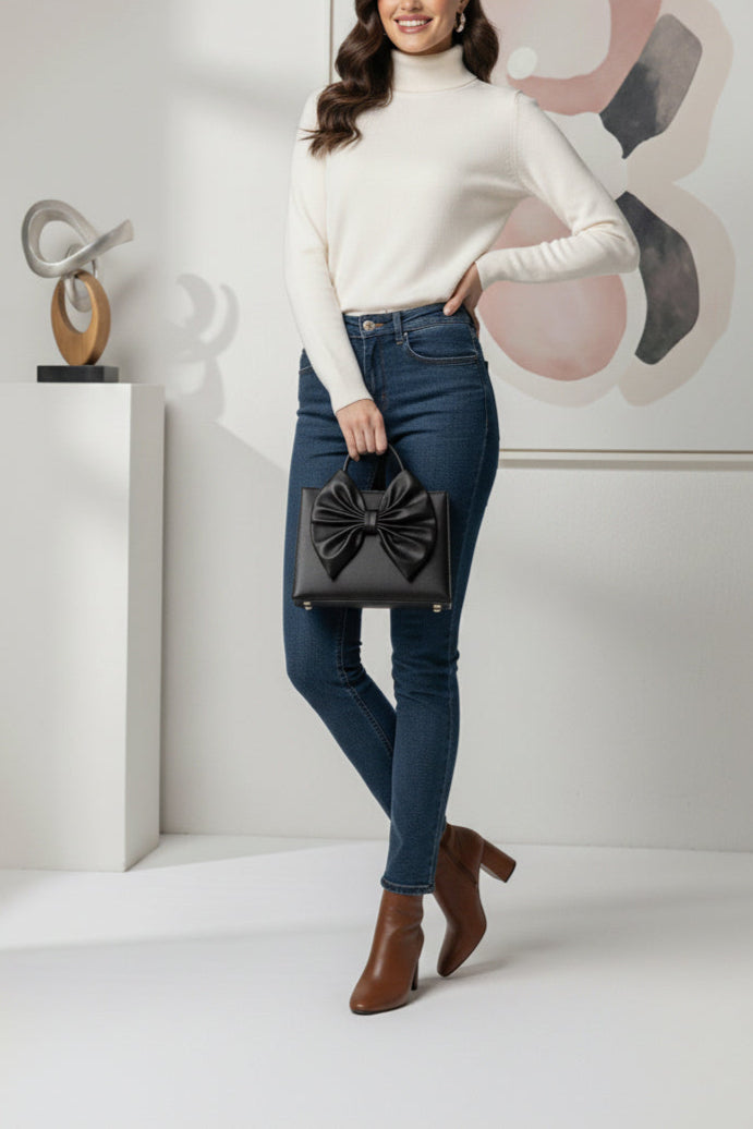 HandBag Gloss Bow - Black