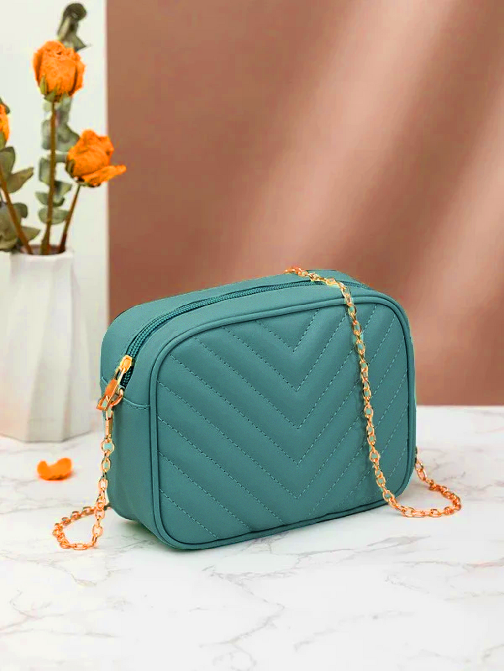 Crossbody Chevron Charm - Sea Green