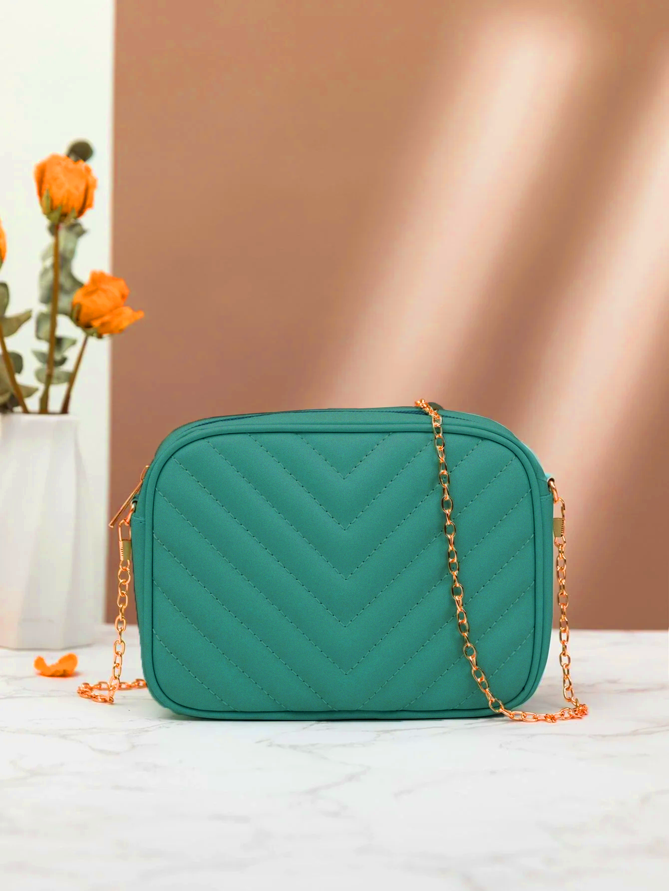 Crossbody Chevron Charm - Sea Green