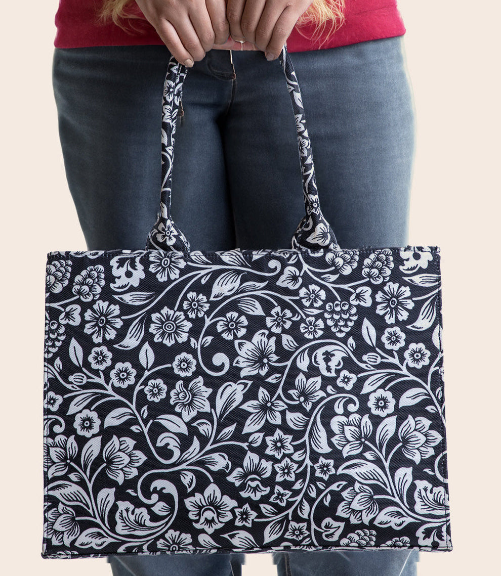 Canvas Tote Black Petals