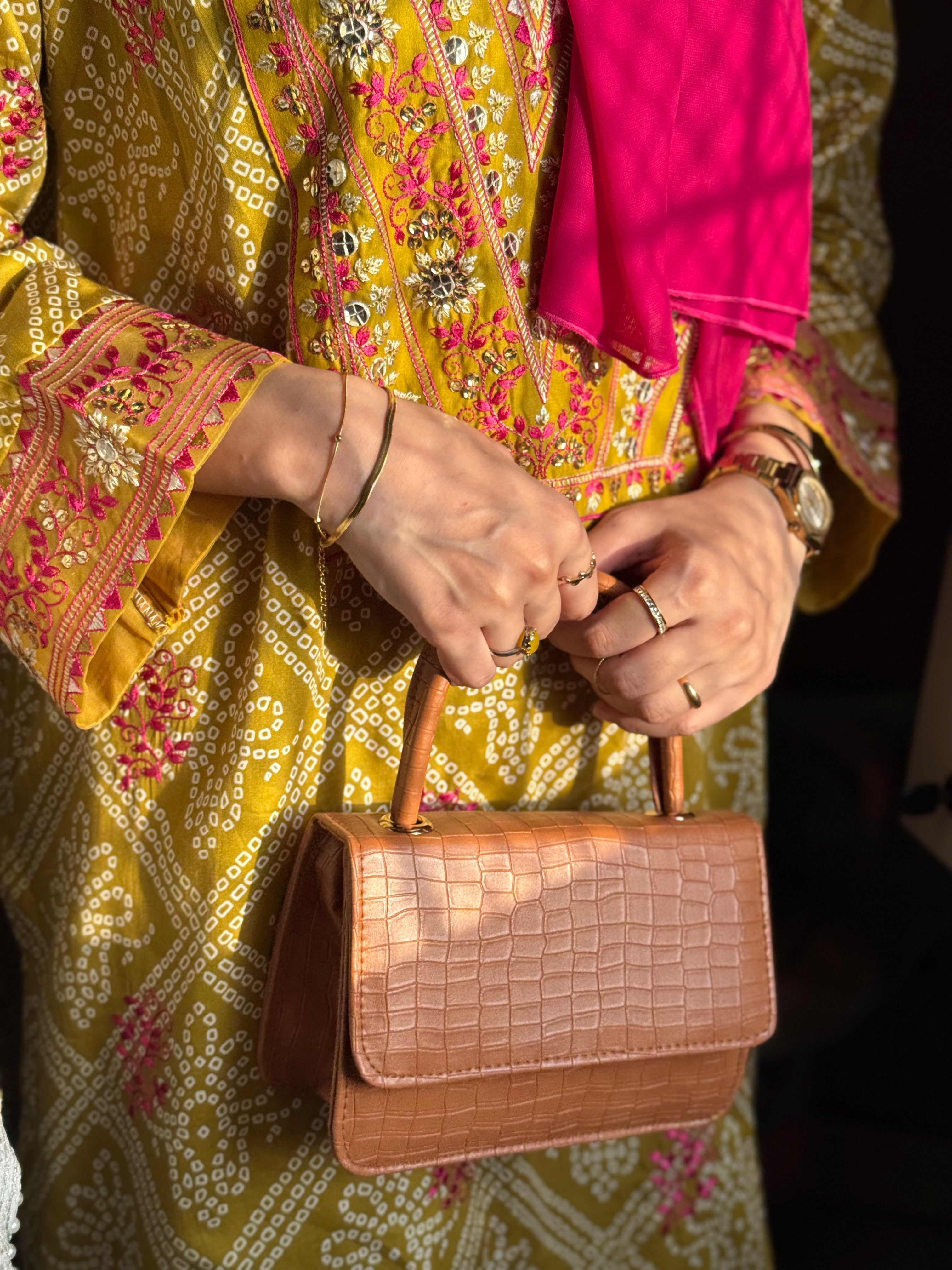 Handbag Croco - Caramel