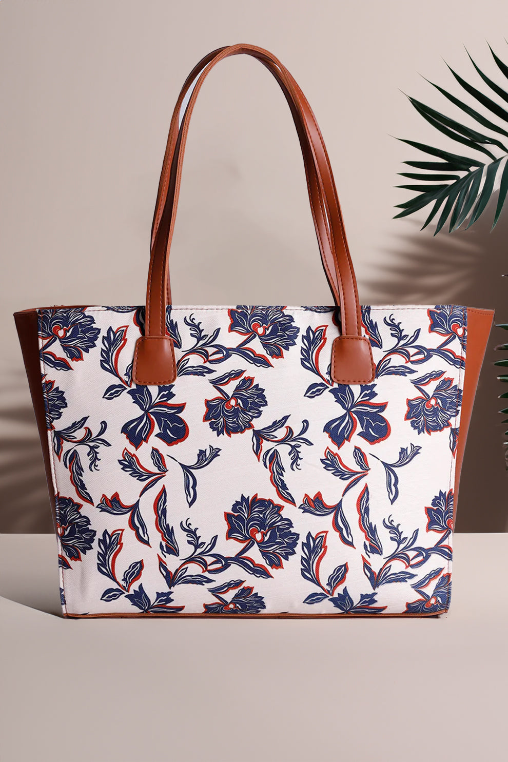 Side Rexine Canvas Tote SkyLeaf